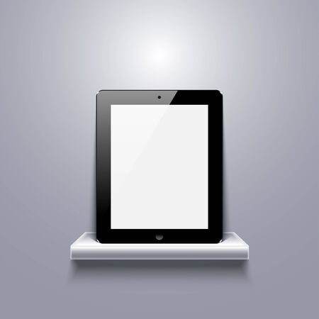 vector modern computer tablet on shelf. のイラスト素材