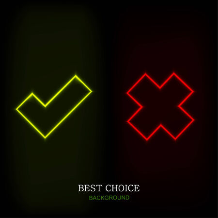 Vector modern yes or no neon icons.のイラスト素材