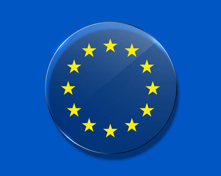 vector modern euro flag design. circle glass on blue background.のイラスト素材