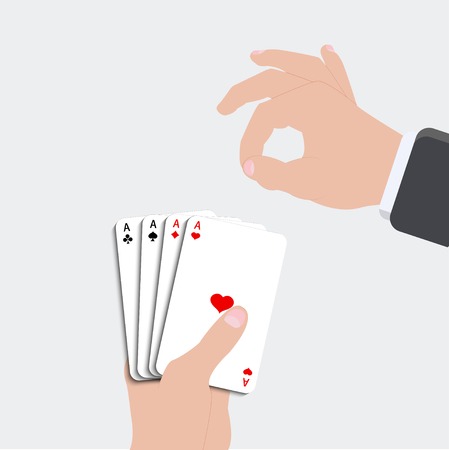 Vector ace playing card set on gray backgroundのイラスト素材