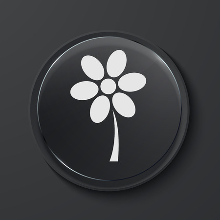 Vector flower modern black glass circle icon. Eps10のイラスト素材
