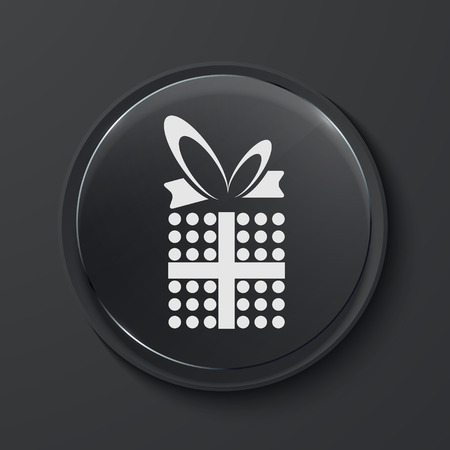 Vector gift modern black glass circle icon. Eps10のイラスト素材