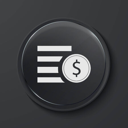 Vector money modern black glass circle icon. Eps10のイラスト素材