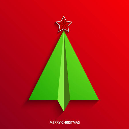 vector concept christmas tree and origami airplane.のイラスト素材