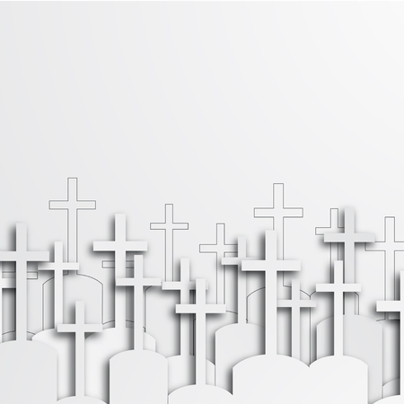 Vector modern graveyard white background.のイラスト素材