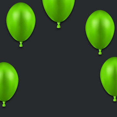 Vector modern green balloons on blackのイラスト素材