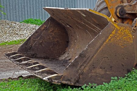 ladle of an excavator at  construction site