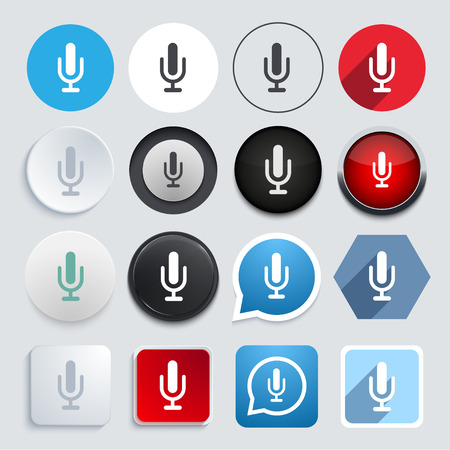 Vector modern microphone icons setのイラスト素材