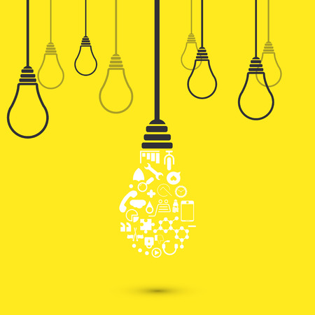 Vector modern light bulb background. Idea designのイラスト素材
