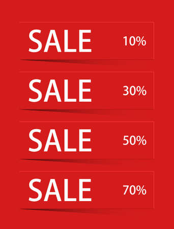 Vector modern sale discount set on red backgroundのイラスト素材