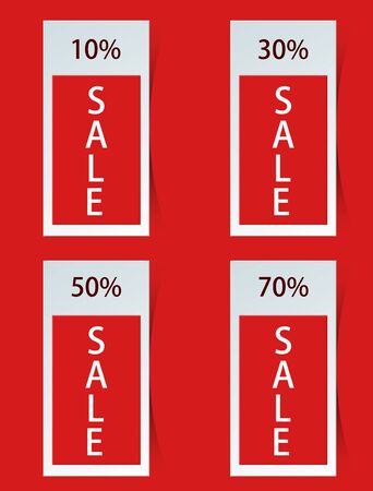 Vector modern sale discount set on red backgroundのイラスト素材