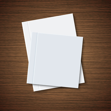 vector modern books or brochure on wooden backgroundのイラスト素材