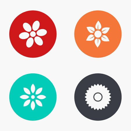 Vector modern flower colorful icons set on white backgroundのイラスト素材
