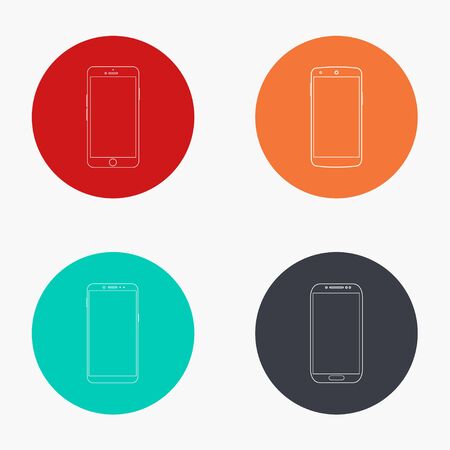 Vector modern smartphone colorful icons set on white backgroundのイラスト素材