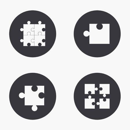 Vector modern puzzle  icons set on white backgroundのイラスト素材
