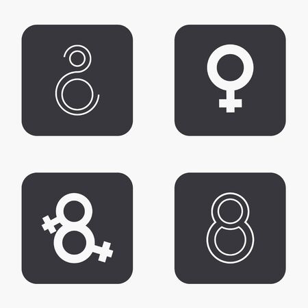 Vector modern 8 march icons set on white backgroundのイラスト素材