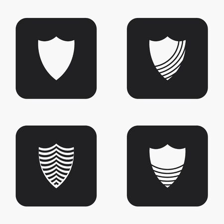 Vector modern shield icons set on white backgroundのイラスト素材