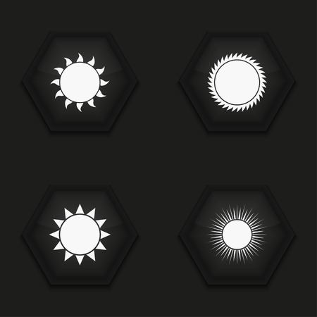 Vector modern sun icons set on backgroundのイラスト素材