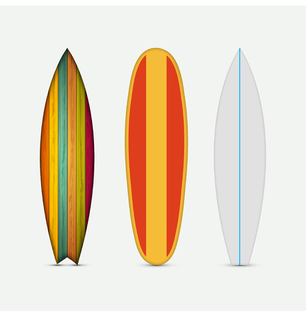 Vector modern colorful surfboard set on white backgroundのイラスト素材