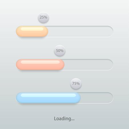 Vector modern colorful glossy loading bar set on light backgroundのイラスト素材