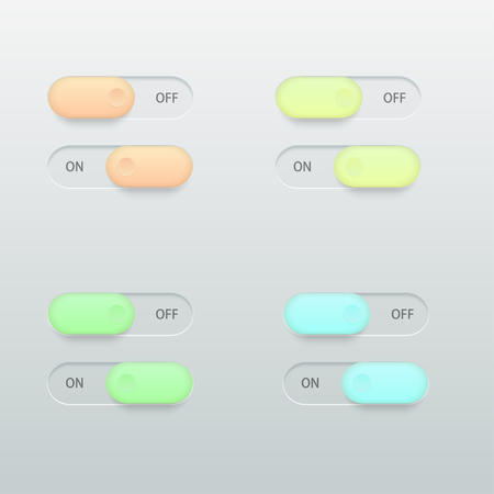 Vector modern glossy colorful on off switch set on light backgroundのイラスト素材