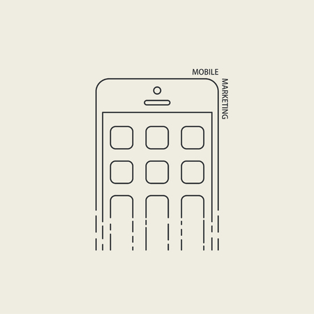 Vector modern thin line flat design of mobile marketing. Concept smartphone backgroundのイラスト素材