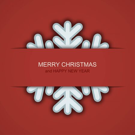 Vector modern christmas snowflakes on red background. Invitation of xmas or happy new yearのイラスト素材