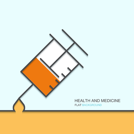 Vector modern outline flat design of health and medical. Syringe backgroundのイラスト素材