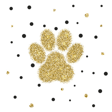 Vectro modern golden glitter animal paw backgroundのイラスト素材