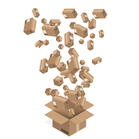 modern cardboard boxes set. Delivery backgroundのイラスト素材