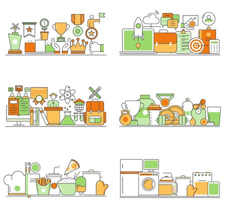 modern set of creative flat backgroundsのイラスト素材