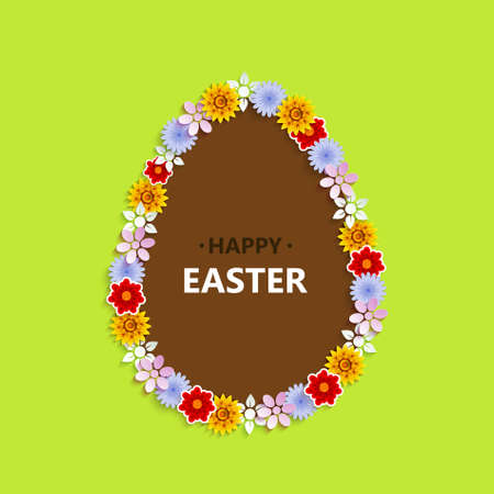 vector egg with flowers on a white backgroundのイラスト素材