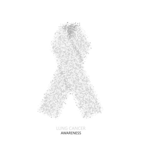 Vector modern lung cancer awareness circles desigen. grey ribbon isolated on white backgroundのイラスト素材