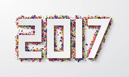 Vector modern happy new year background. 2017 with confetti. Eps10のイラスト素材