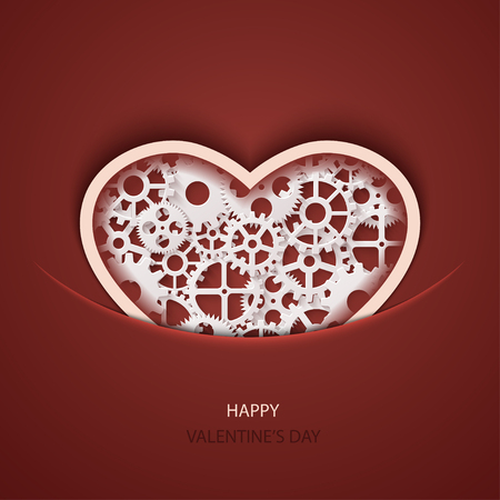 Vector modern valentines day background. Concept heart icon and gearsのイラスト素材