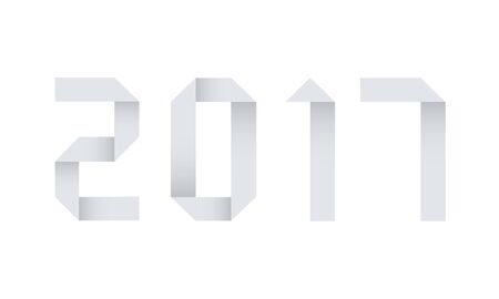 Vector modern 2017 new year origami paper on white backgroundのイラスト素材