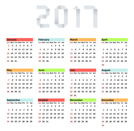 Vector modern calendar 2017 on white backgroundのイラスト素材