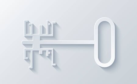 Vector modern key with long shadow light backgroundのイラスト素材