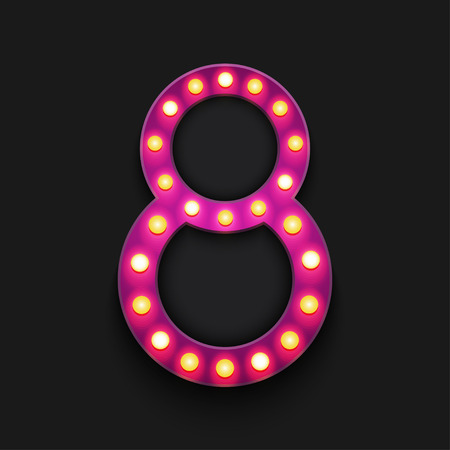 Vector modern concept retro billboard and 8 march icon on black backgroundのイラスト素材
