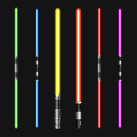 Vector modern light swords on dark background.のイラスト素材