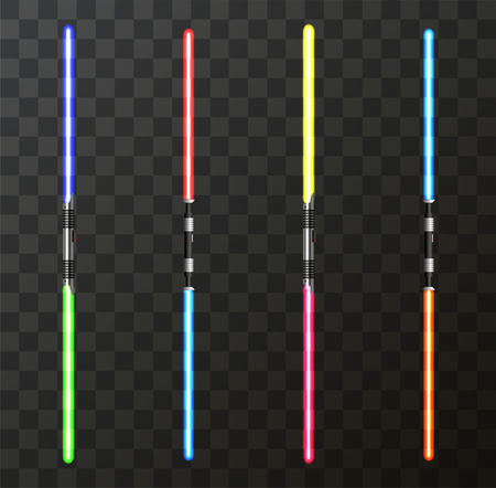 Vector modern light swords on transparent background.のイラスト素材