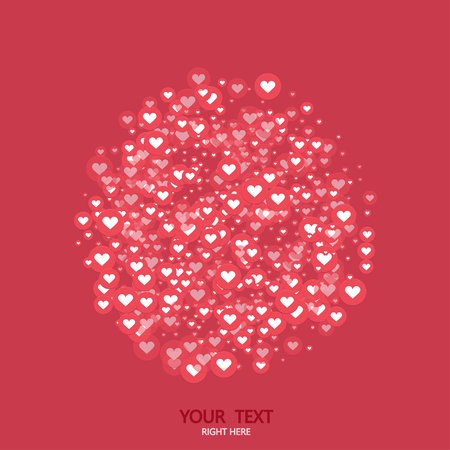 Vector modern circle like heart icons background. Social media concept. Valentines day invitation.のイラスト素材