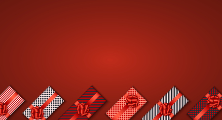 Vector modern Christmas or 2018 Happy New Year winter holiday invitation card background. Gift box postcard.のイラスト素材