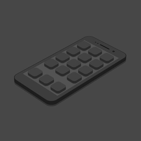 flat smartphone with app icons set on coral color background.のイラスト素材