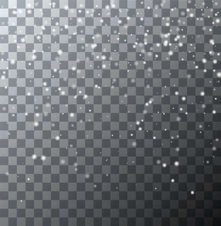 vector realistic falling snowflakes or snow on transparent background.のイラスト素材