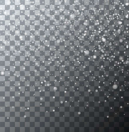 vector realistic falling snowflakes or snow on transparent background.のイラスト素材