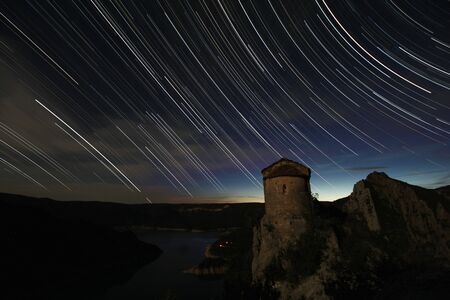 Roman hermitage under starry skyの写真素材