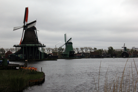 Windmills in Zaanse Schans, Netherlandsの写真素材