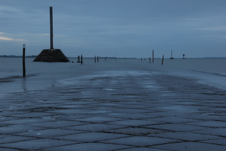 Passage du Gois to go to the island of Noirmoutier, Franceの写真素材