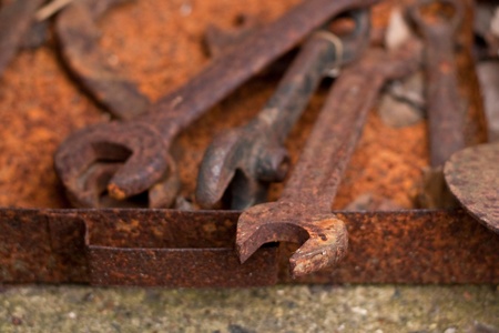 old rusty spannersの写真素材